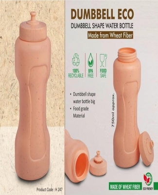 Dumbbell Eco 750: Sipper water bottle | Made from Wheat Fiber | 100% recyclable | 750ml approx