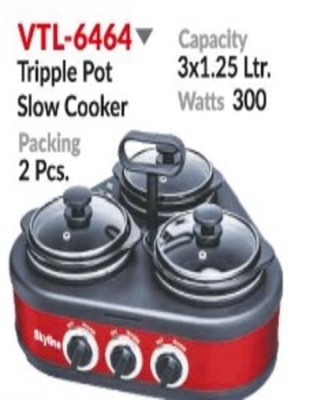Tripple Pot Slow Cooker 3x1.25 Ltr.