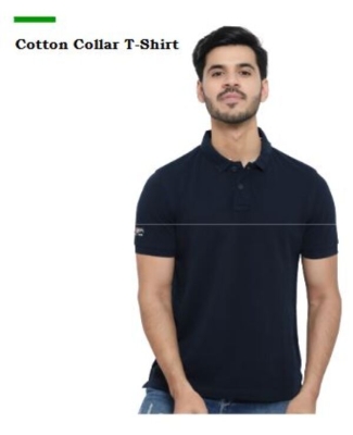 Cotton Collar T-Shirt (Navy Blue)